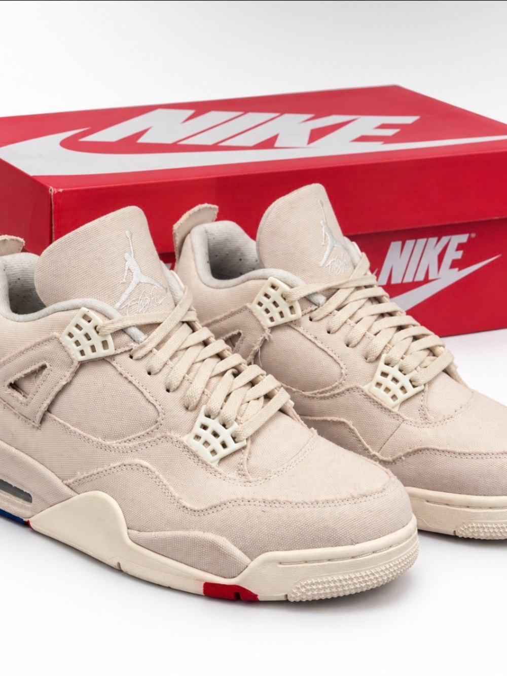 Nike Men’s Air Jordan 4 Canvas Sneakers - Beige